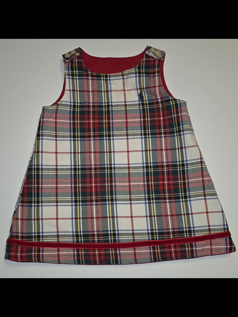 Plaid Red and White Sleeveless Shift Dress 6-12m